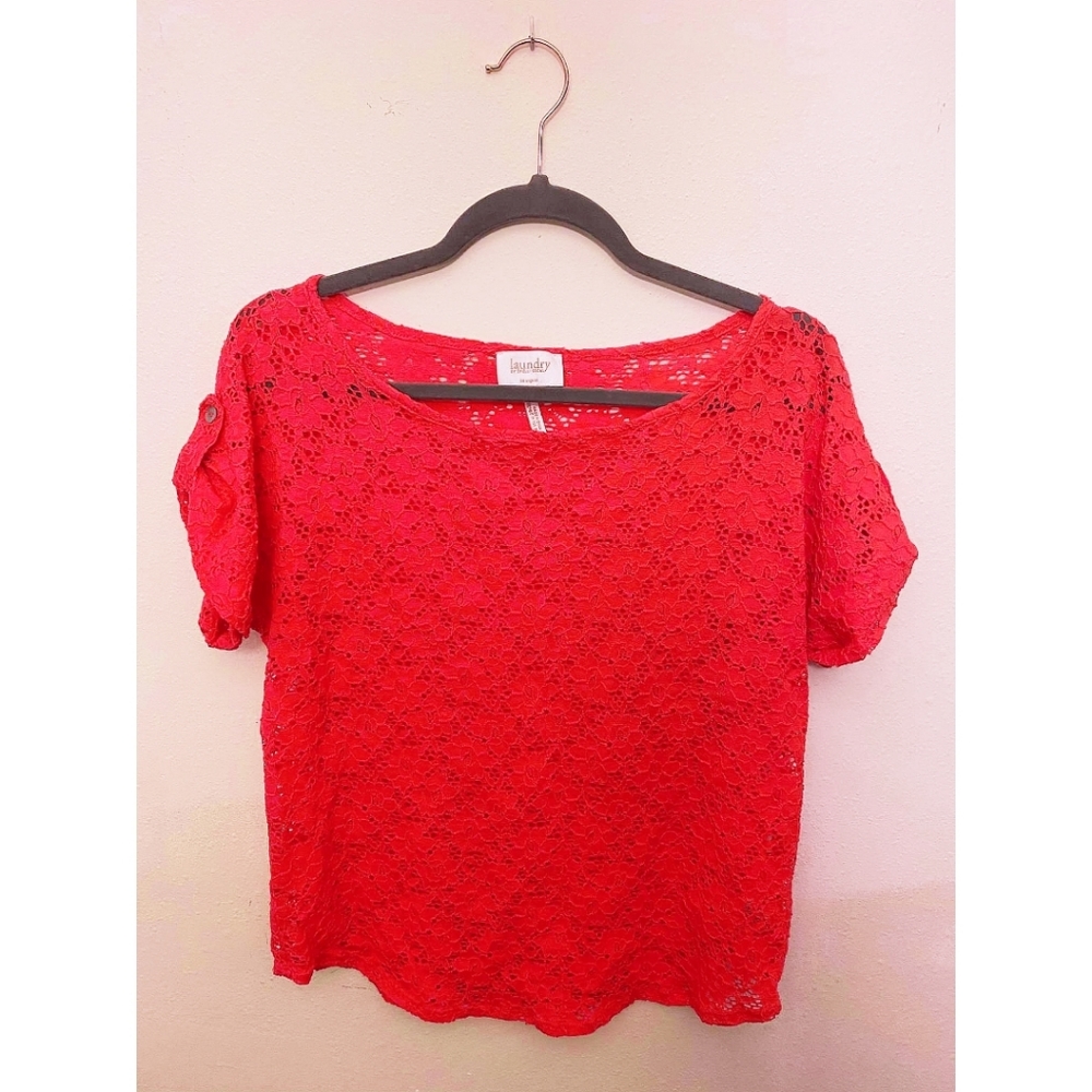Laundry Women's Lace Blouse Coral Size S